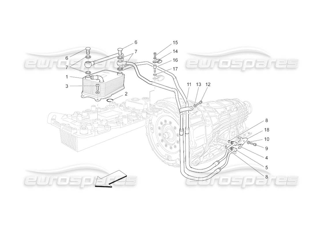 maserati grancabrio (2011) 4.7 lubrication and gearbox oil cooling part diagram