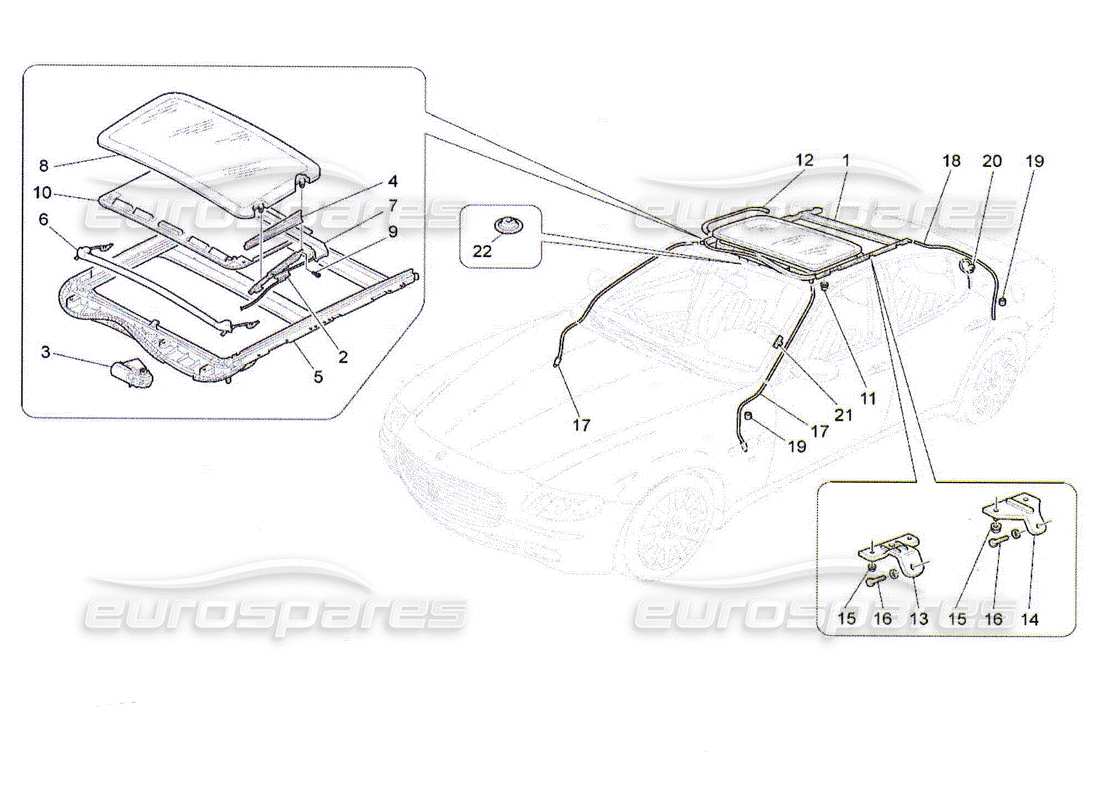 maserati qtp. (2010) 4.2 sunroof parts diagram