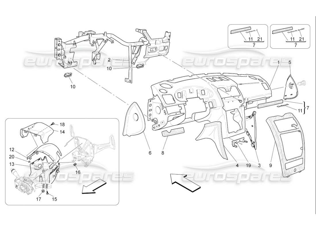 maserati qtp. (2010) 4.7 auto dashboard unit part diagram