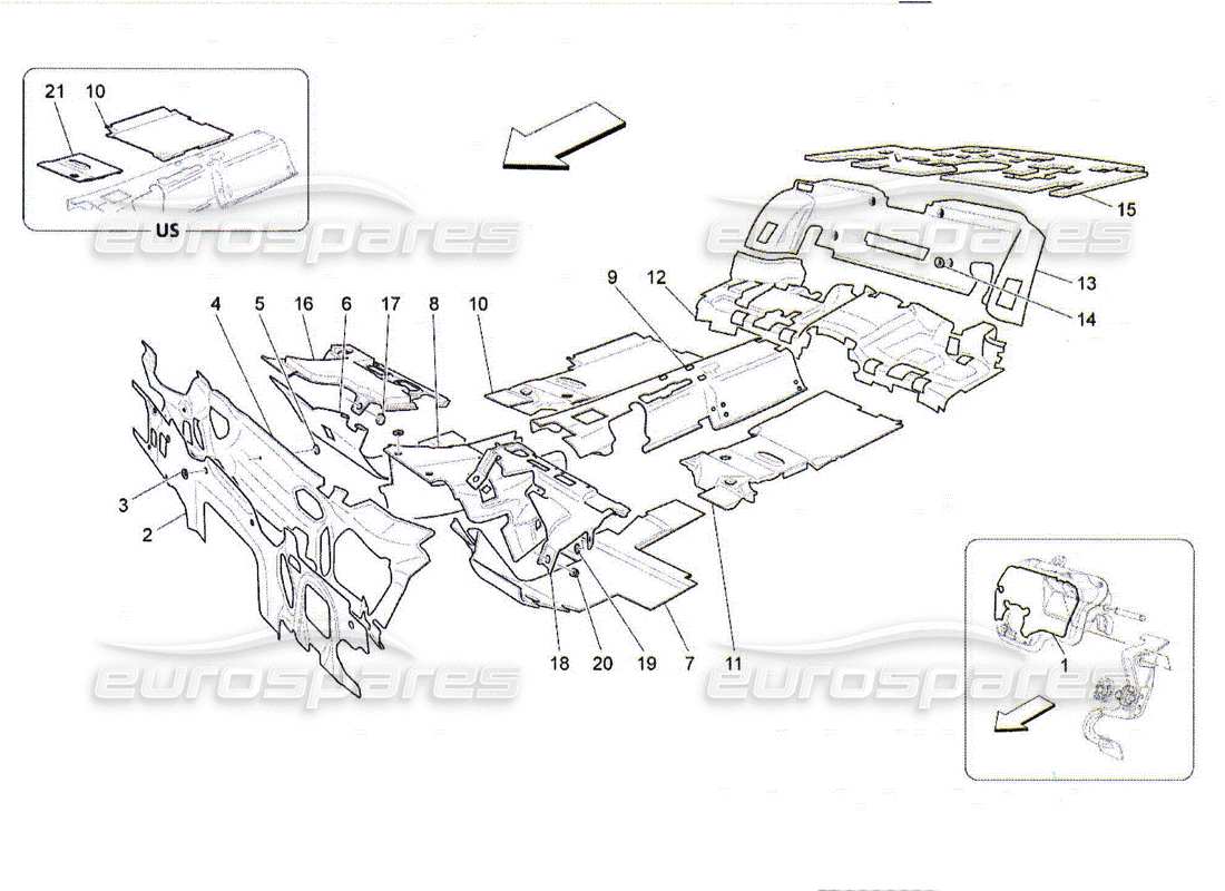 maserati qtp. (2010) 4.2 sound-proofing panels inside the vehicle part diagram