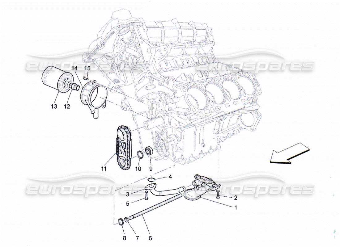 maserati qtp. (2010) 4.2 lubrication system: pump and filter parts diagram