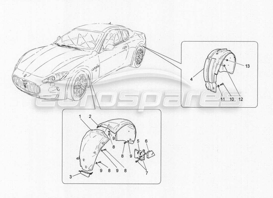 maserati granturismo special edition wheelhouse and lids parts diagram