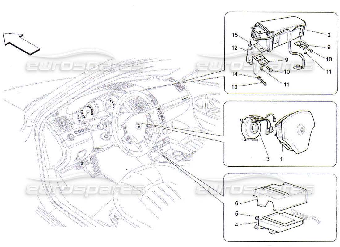 maserati qtp. (2010) 4.2 front airbag system parts diagram