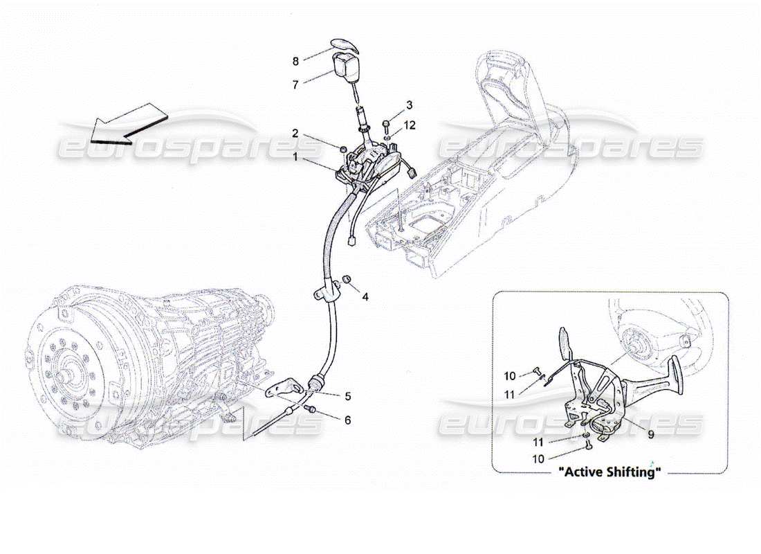 maserati qtp. (2010) 4.2 driver controls for automatic gearbox part diagram