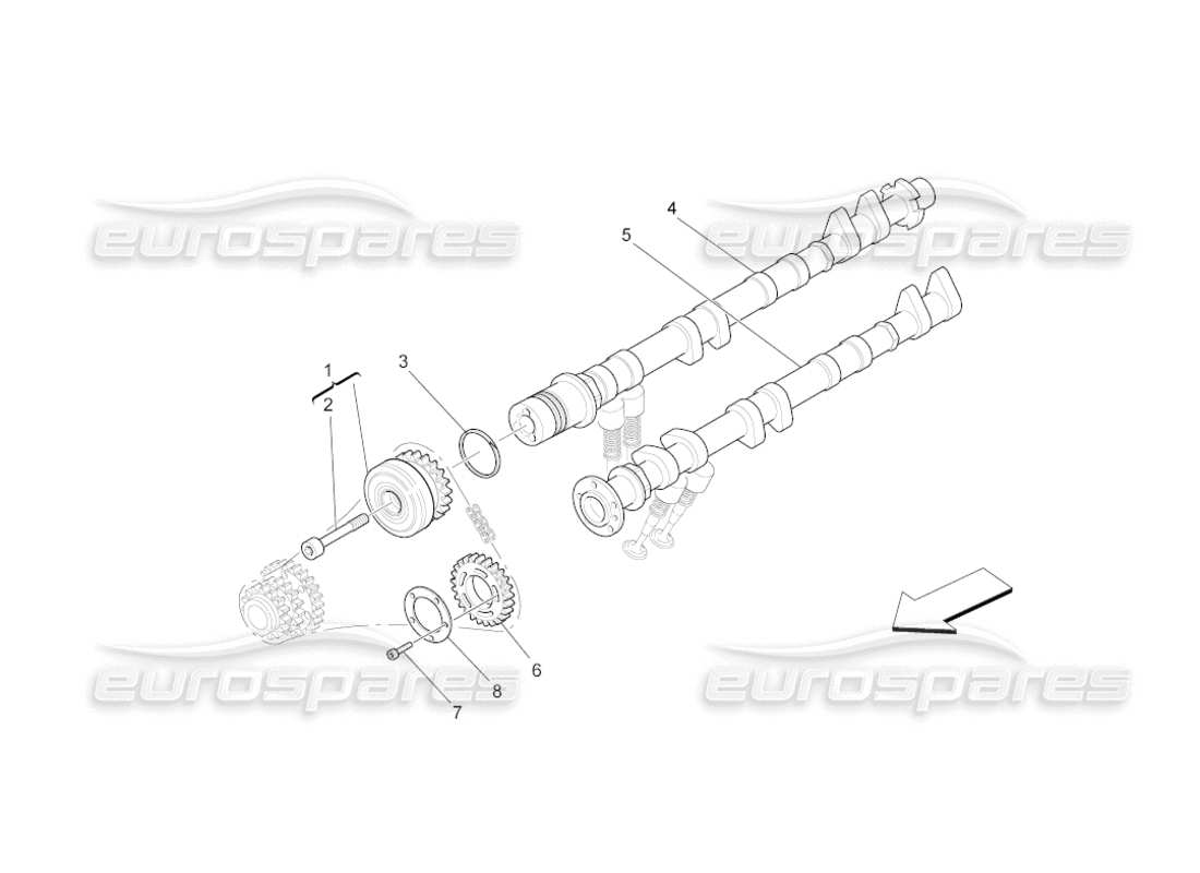 maserati grancabrio (2011) 4.7 lh cylinder head camshafts parts diagram