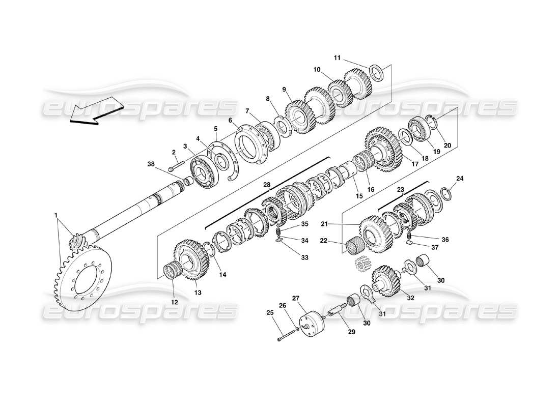 ferrari 360 challenge (2000) lay shaft gears part diagram