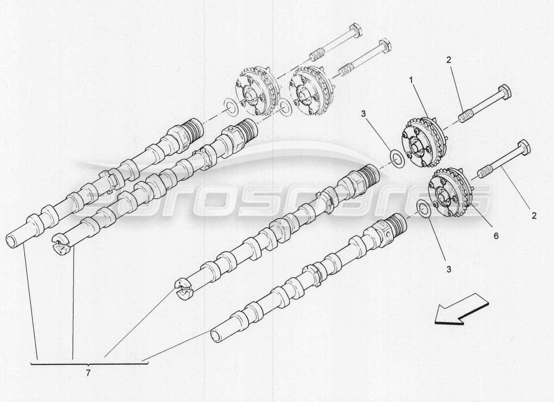 maserati qtp. v8 3.8 530bhp 2014 auto lh cylinder head camshafts parts diagram