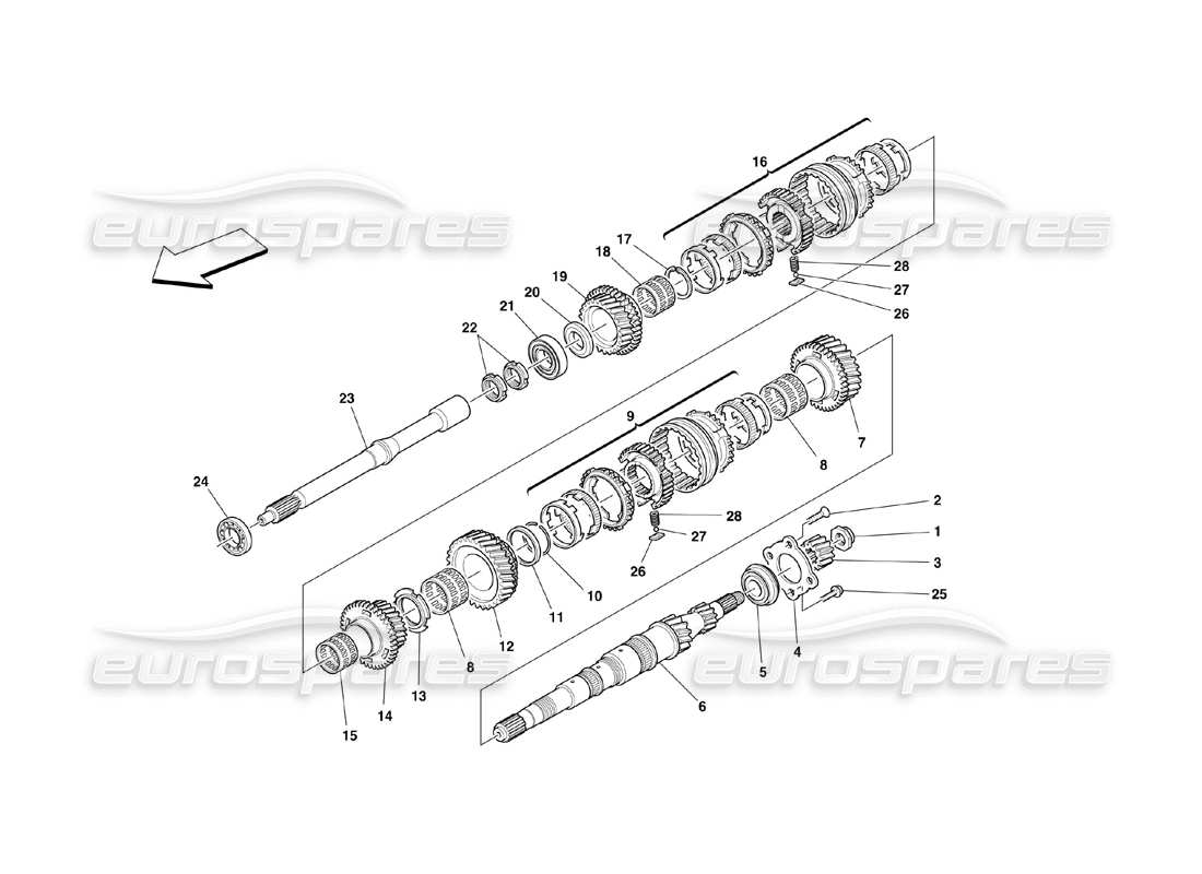 ferrari 360 challenge (2000) main shaft gears part diagram