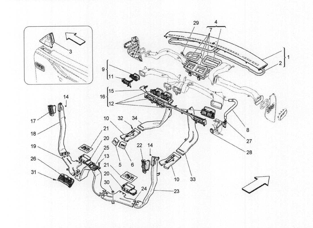 maserati qtp. v6 3.0 bt 410bhp 2wd 2017 a c unit: diffusion part diagram