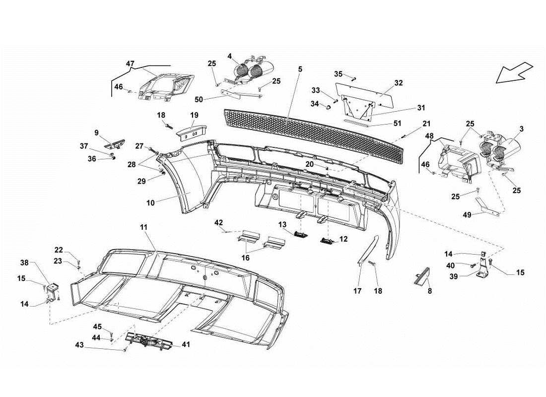 lamborghini gallardo lp570-4s perform rear bumpers parts diagram