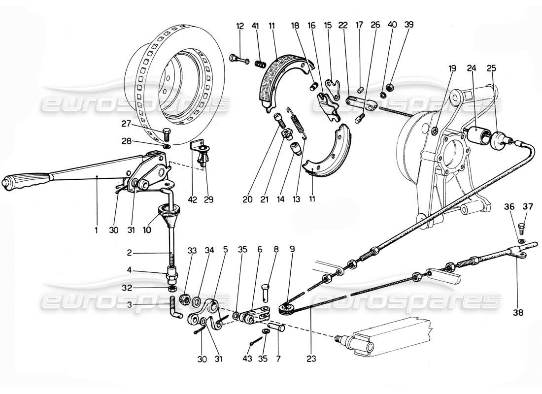 ferrari 365 gtc4 (mechanical) hand brake part diagram