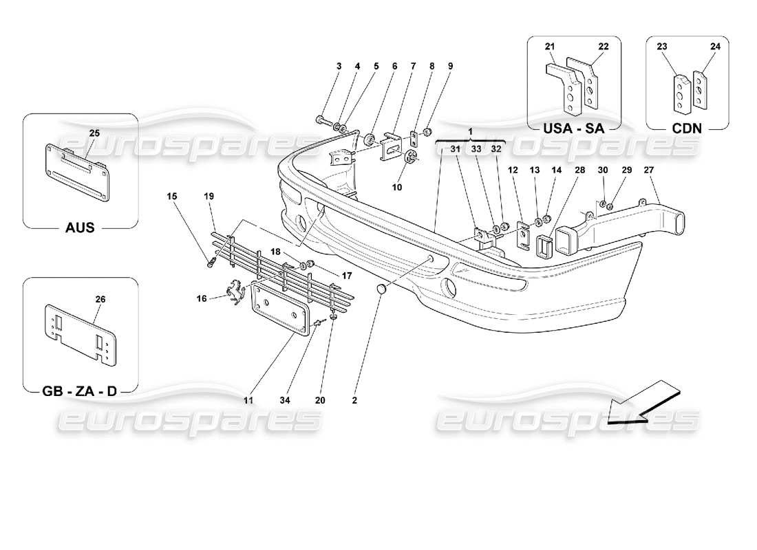 ferrari 355 (2.7 motronic) front bumper part diagram