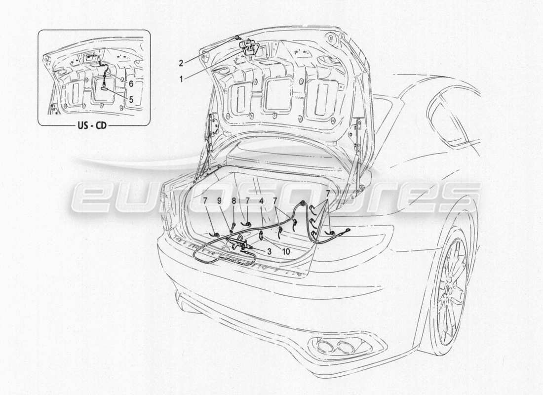 maserati granturismo special edition rear lid opening control parts diagram