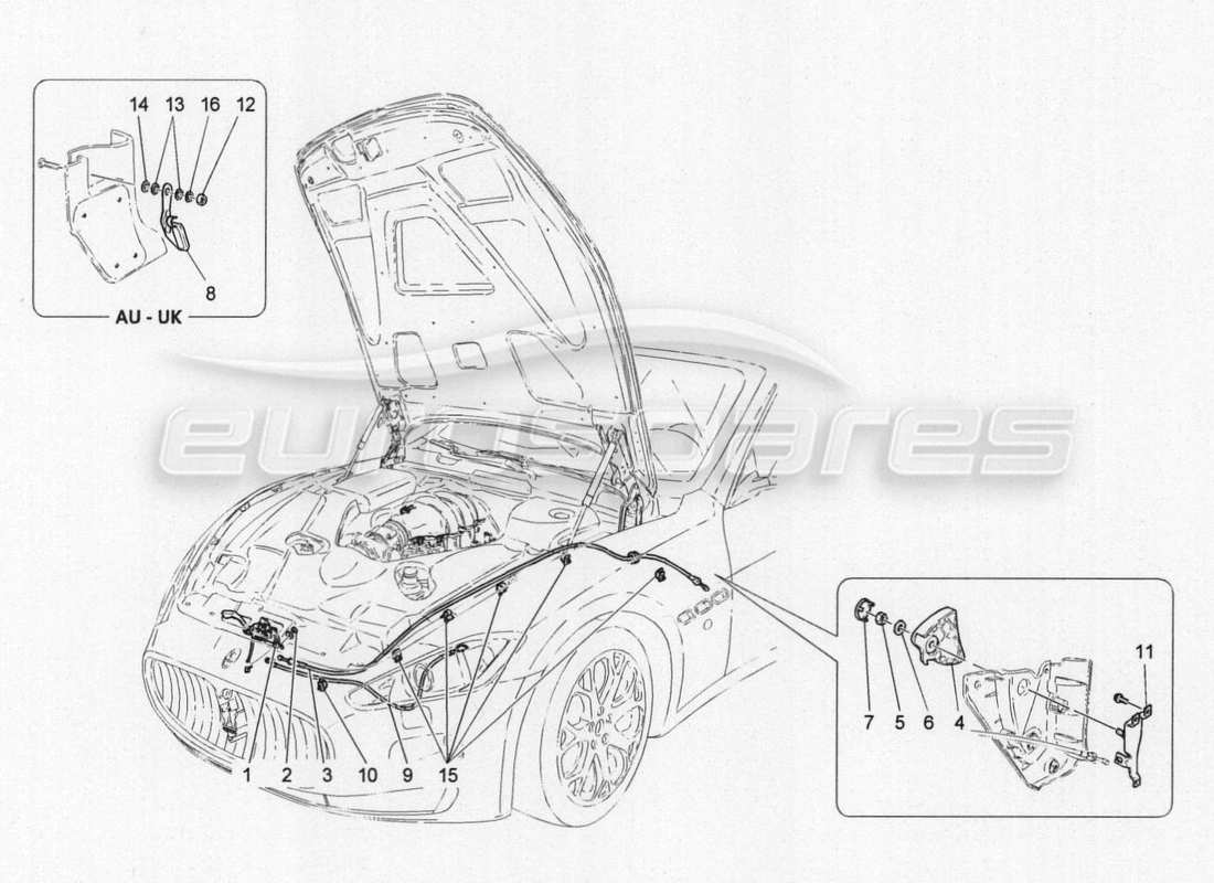 maserati granturismo special edition front lid opening button parts diagram