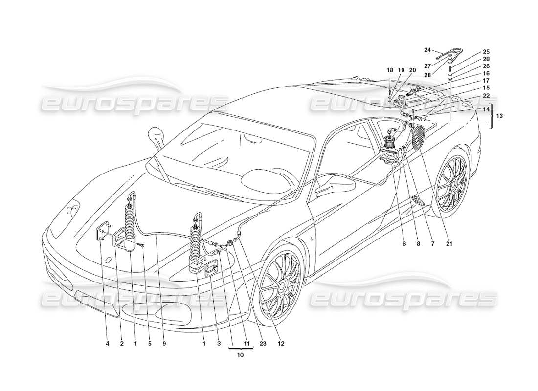 ferrari 430 challenge (2006) lifting system part diagram