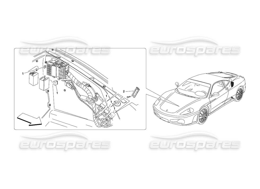 ferrari 430 challenge (2006) front compartment control stations parts diagram