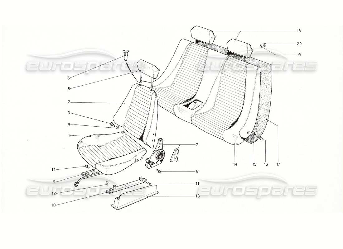 ferrari 308 gt4 dino (1976) seats part diagram