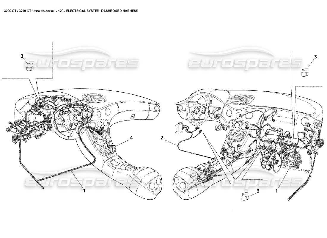 maserati 3200 gt/gta/assetto corsa electrical: dashboard harness part diagram