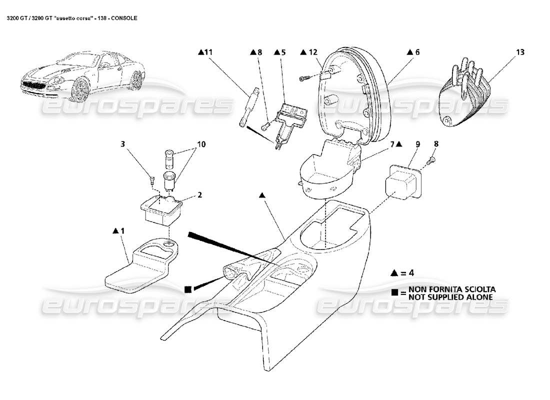 maserati 3200 gt/gta/assetto corsa console parts diagram