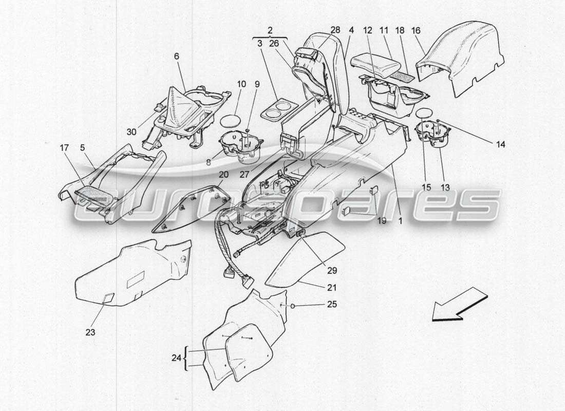 maserati grancabrio mc centenario accessory console and centre console part diagram