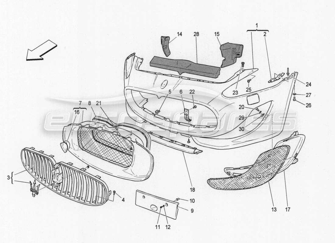 maserati granturismo special edition front bumper parts diagram