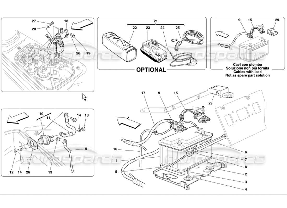 ferrari 360 modena battery part diagram