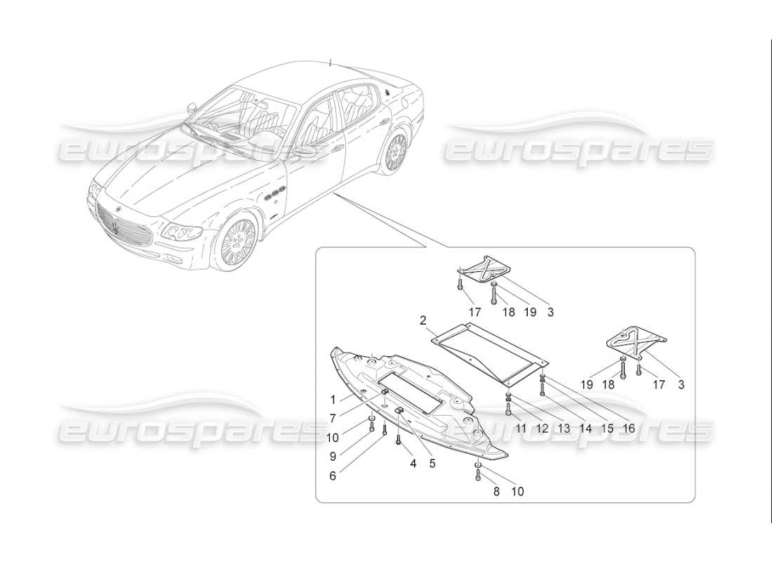 maserati qtp. (2008) 4.2 auto underbody and underfloor guards parts diagram