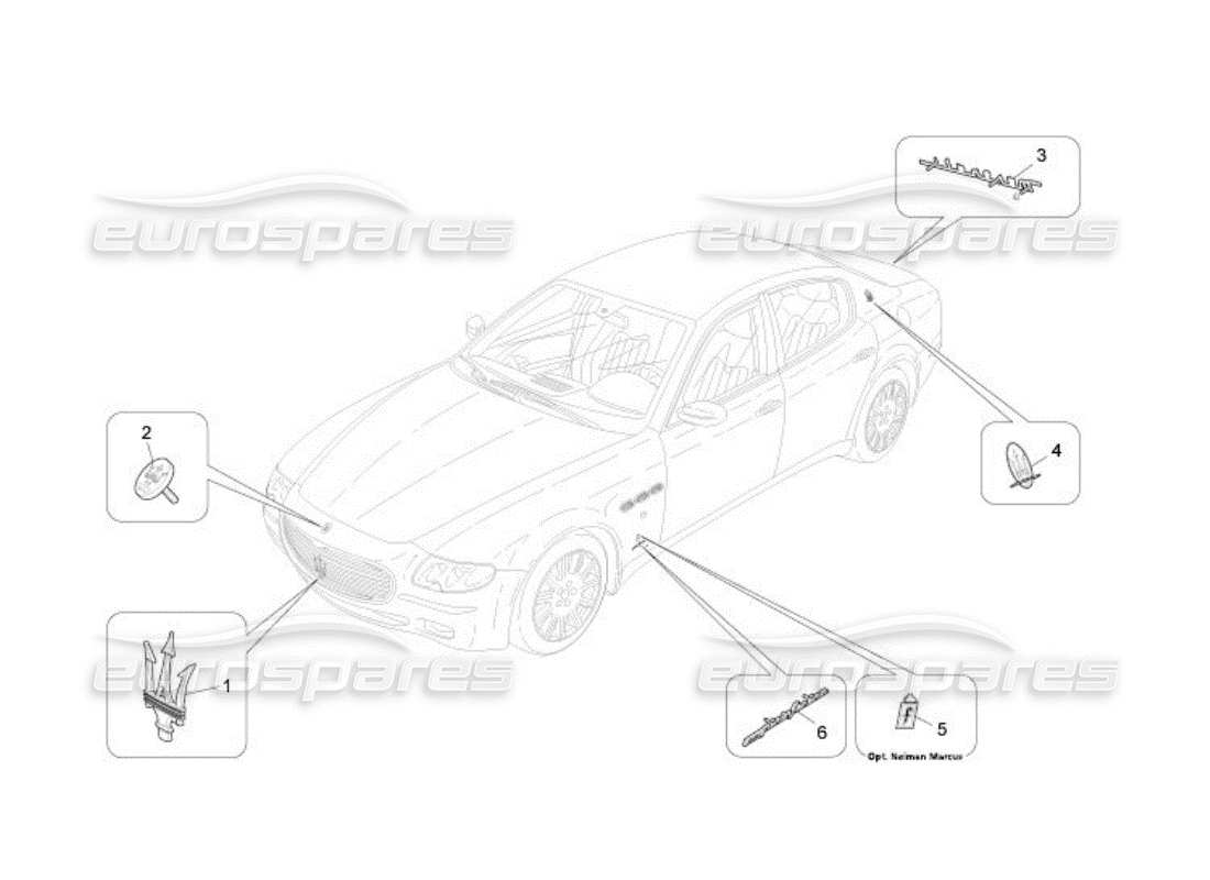 maserati qtp. (2005) 4.2 trims, brands and symbols part diagram