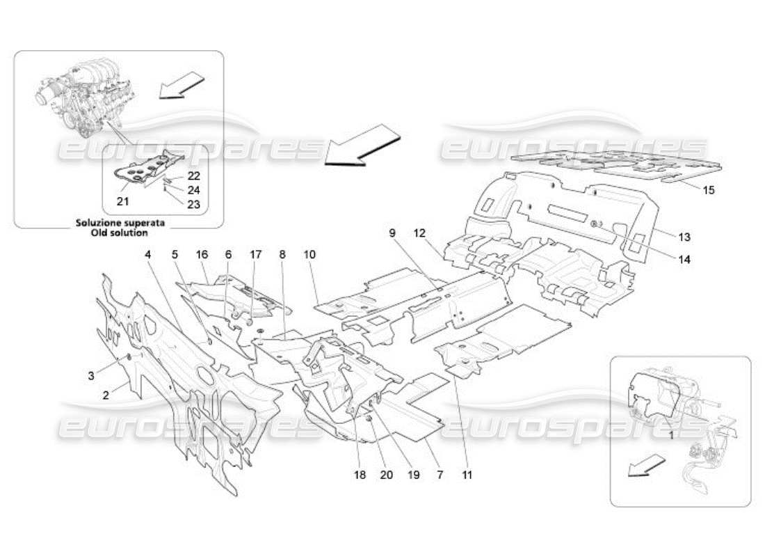 maserati qtp. (2005) 4.2 sound-proofing panels inside the vehicle part diagram