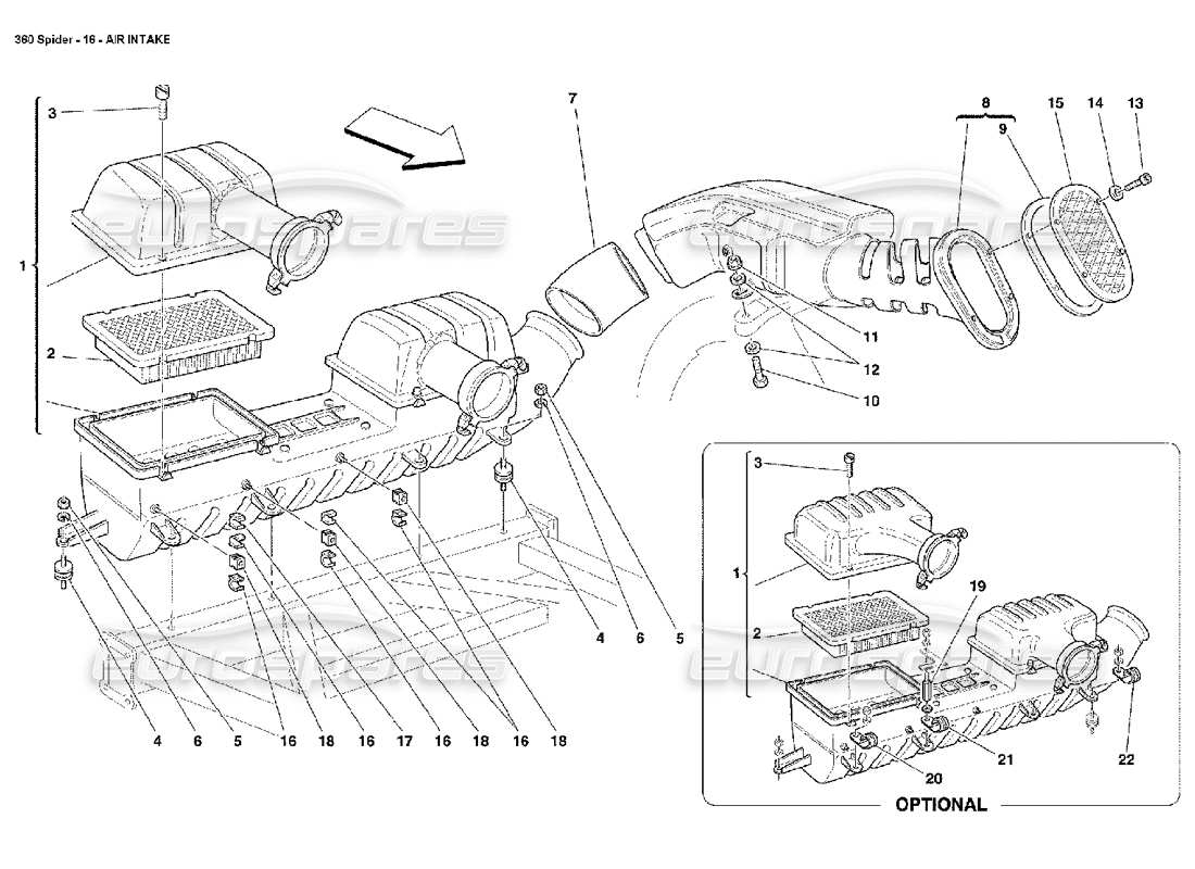 ferrari 360 spider air intake parts diagram