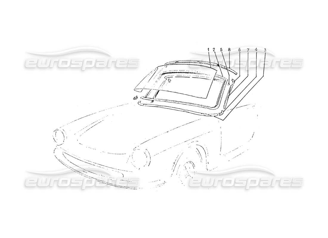 ferrari 275 (pininfarina coachwork) front & rear glass part diagram