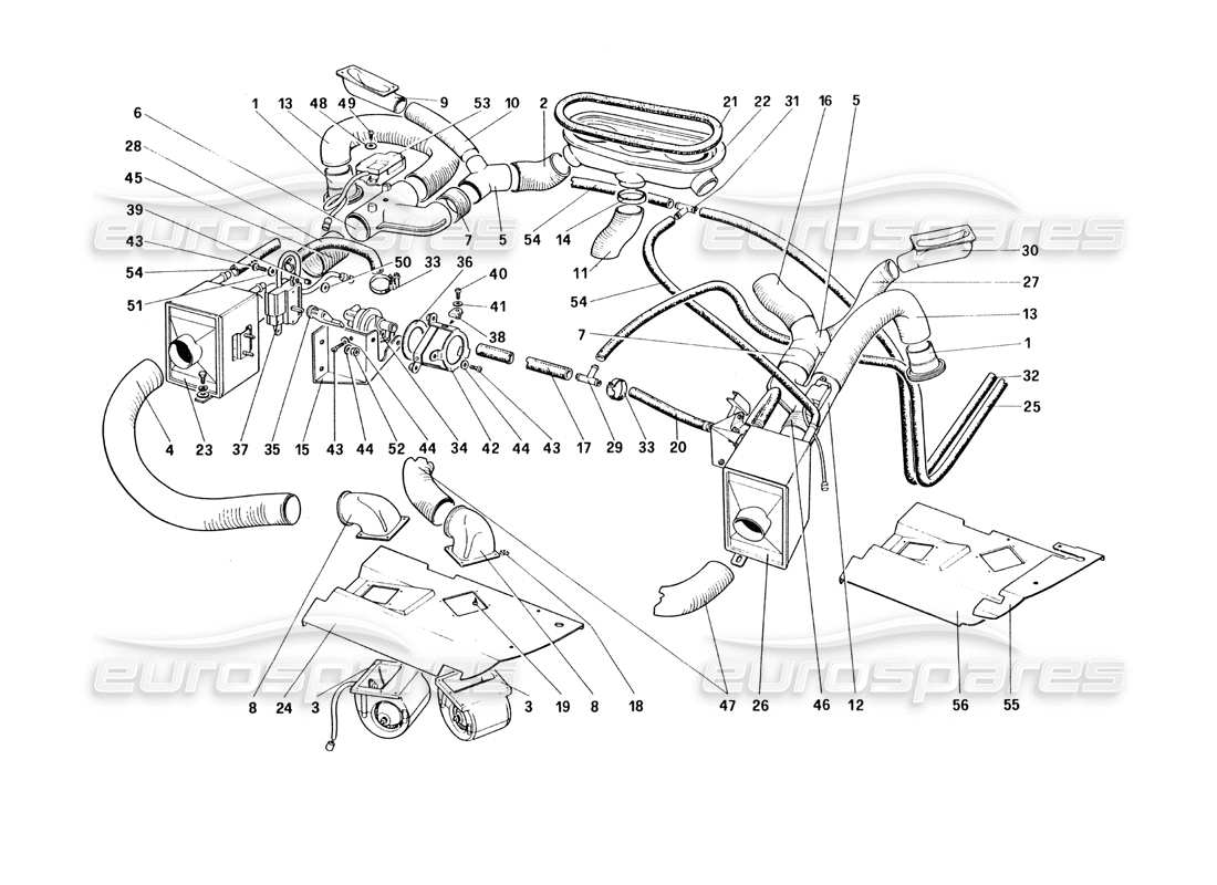 ferrari 328 (1985) heating system parts diagram