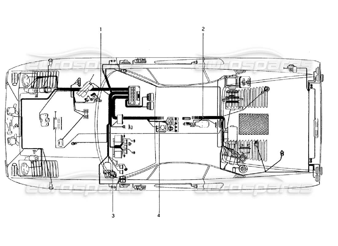 ferrari 308 gtb (1976) body electrical parts diagram