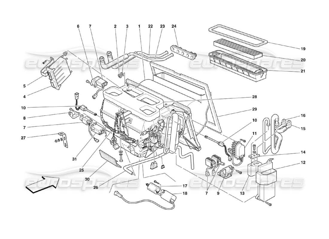 ferrari 360 challenge stradale evaporator unit parts diagram