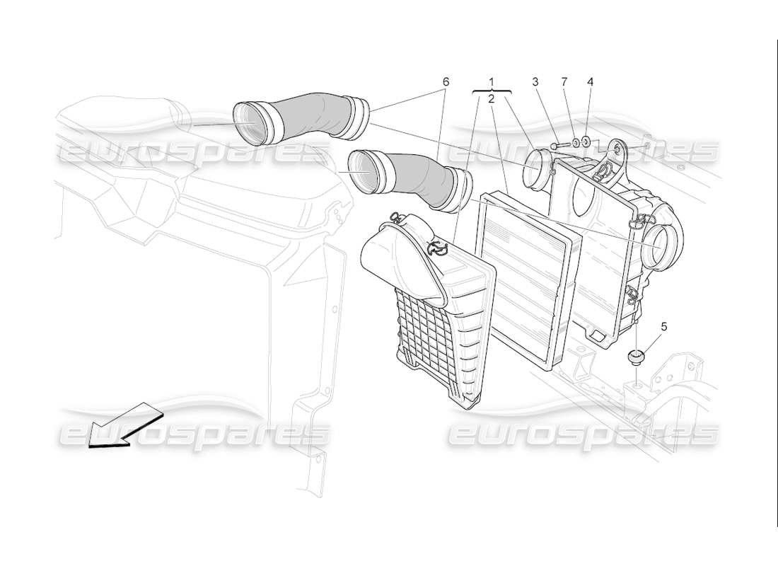 maserati qtp. (2006) 4.2 f1 air filter, air intake and ducts parts diagram