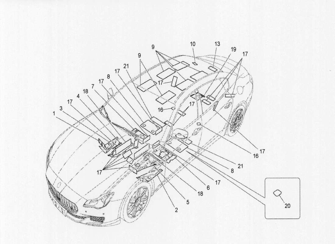 maserati qtp. v6 3.0 bt 410bhp 2wd 2017 sound-proofing panels inside the vehicle part diagram