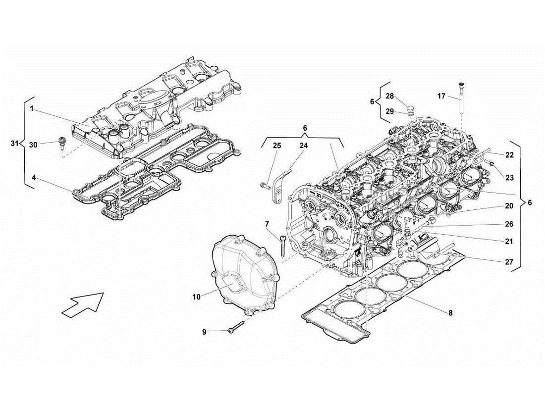 lamborghini gallardo lp560-4s update left cylinder head and cover 6-10 part diagram