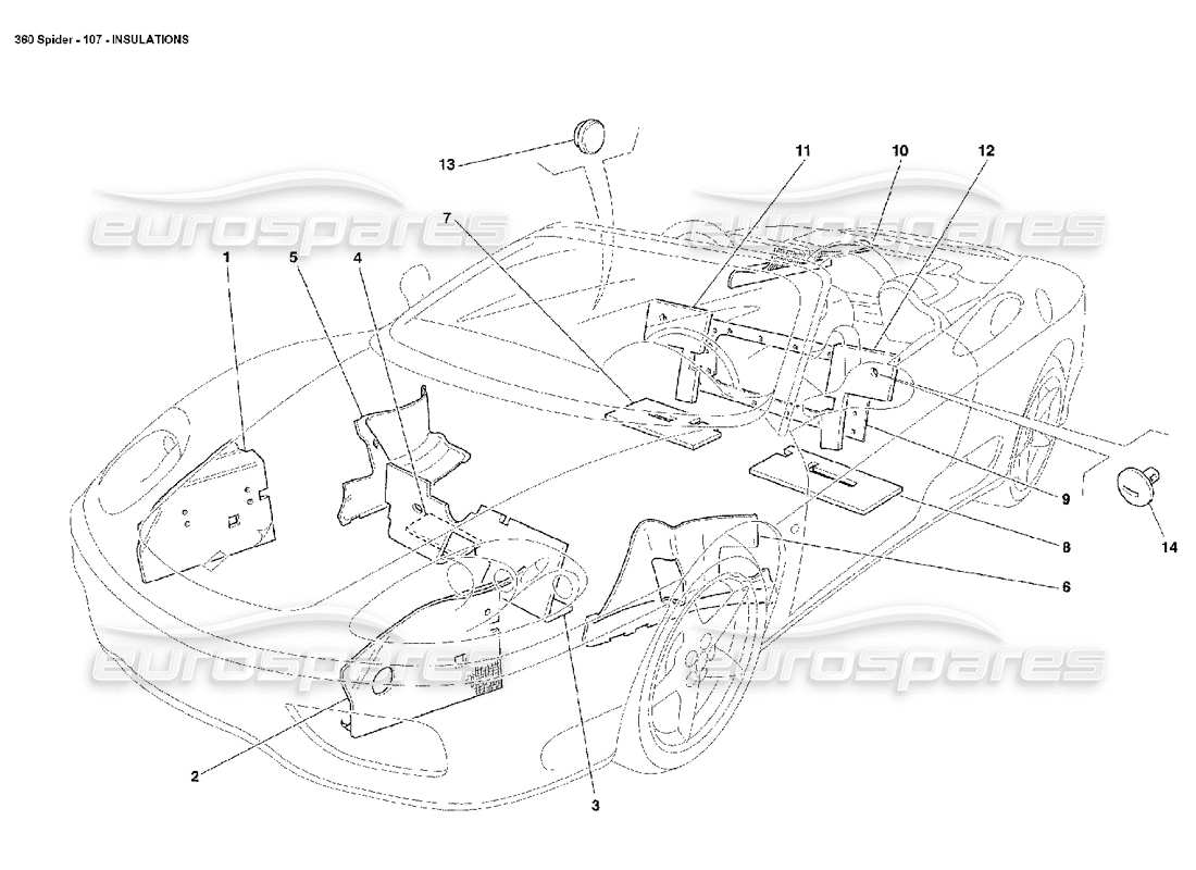 ferrari 360 spider insulations parts diagram