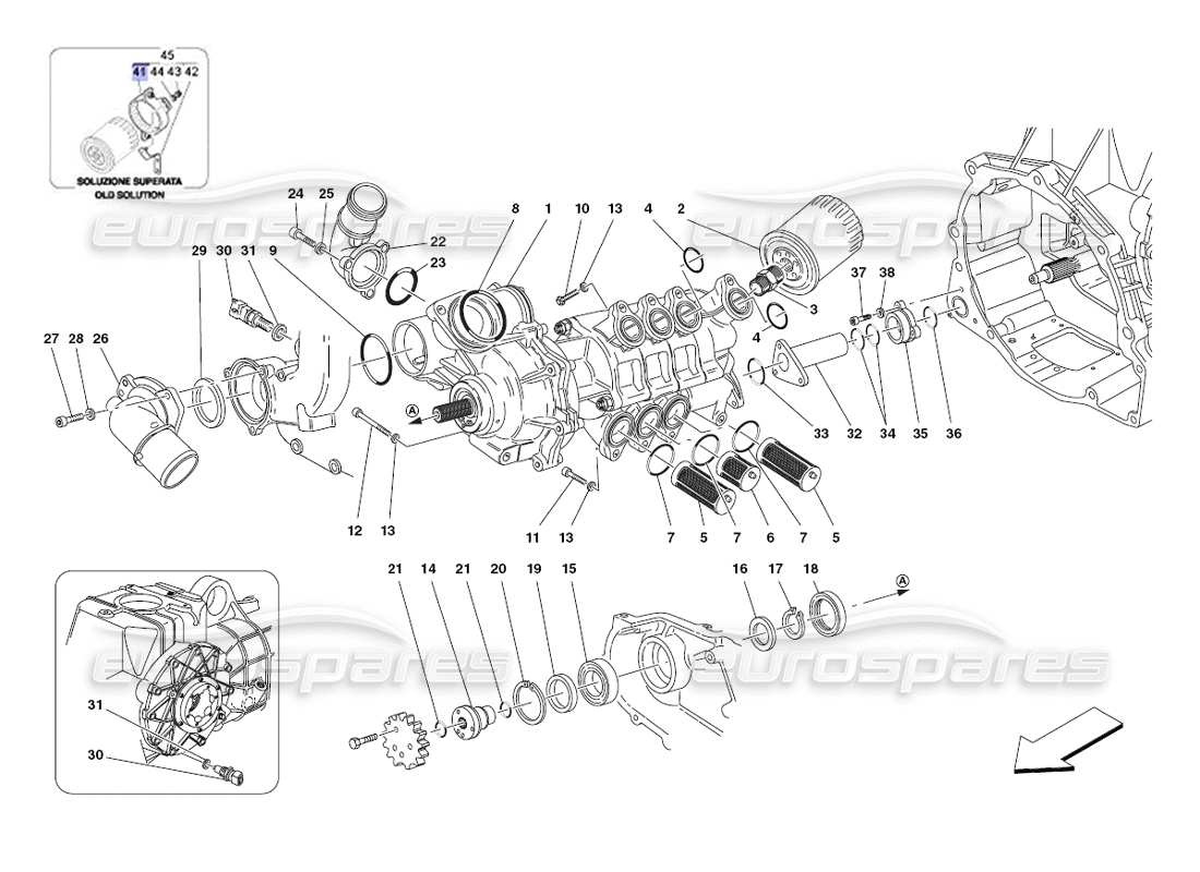 ferrari 430 challenge (2006) water-oil pump parts diagram