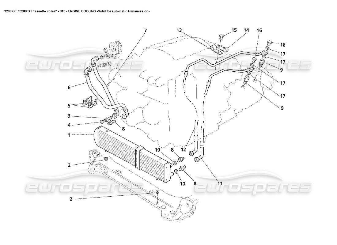 maserati 3200 gt/gta/assetto corsa engine cooling - auto part diagram