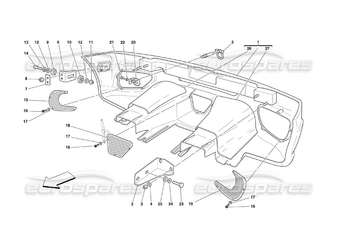 ferrari 360 challenge (2000) rear bumper part diagram