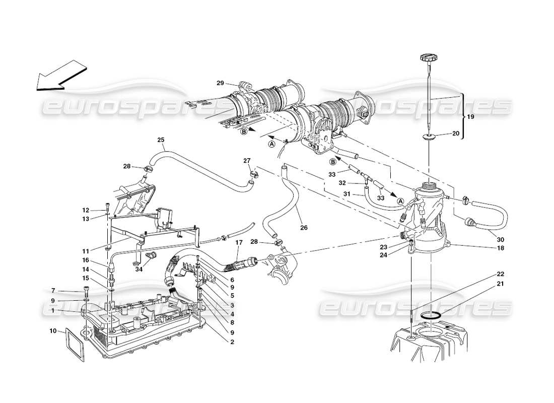 ferrari 430 challenge (2006) lubrication system - tank - heater exchange parts diagram