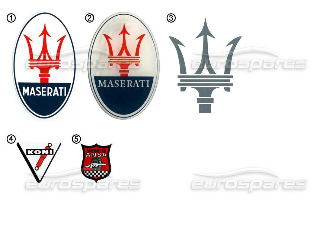 maserati miscellaneous maserati stickers - logo stickers parts diagram