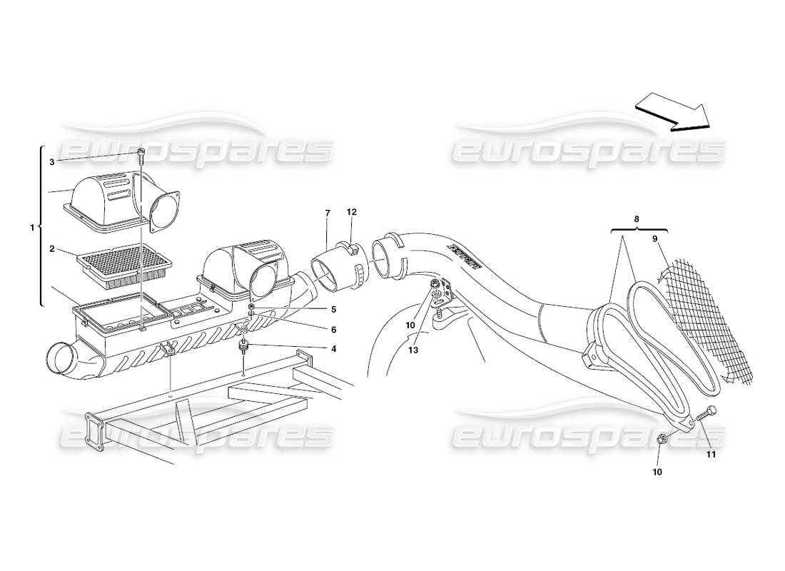 ferrari 430 challenge (2006) air intake parts diagram