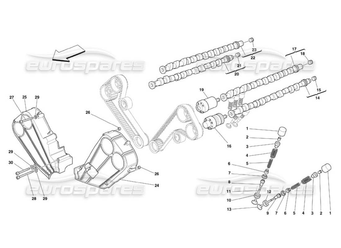 ferrari 360 challenge (2000) timing - tappets and shields part diagram