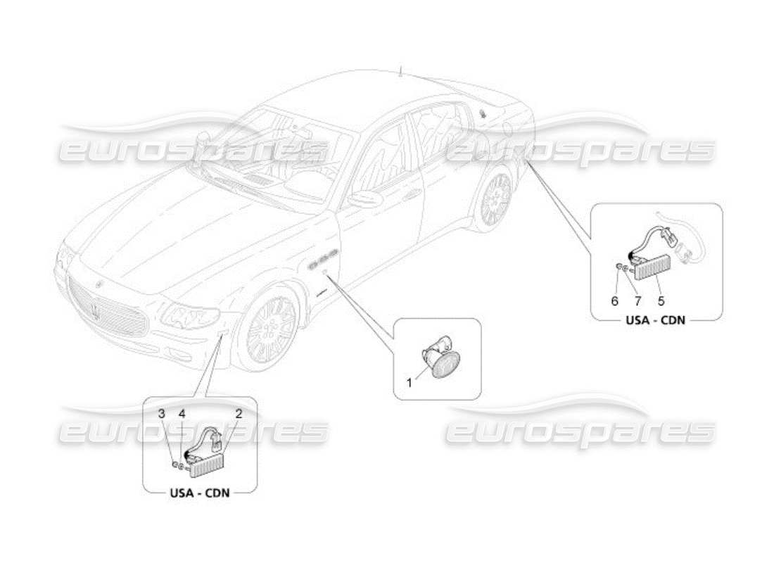 maserati qtp. (2005) 4.2 side light clusters part diagram