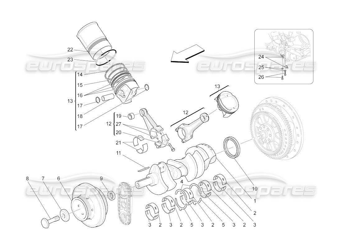 maserati qtp. (2011) 4.7 auto crank mechanism parts diagram