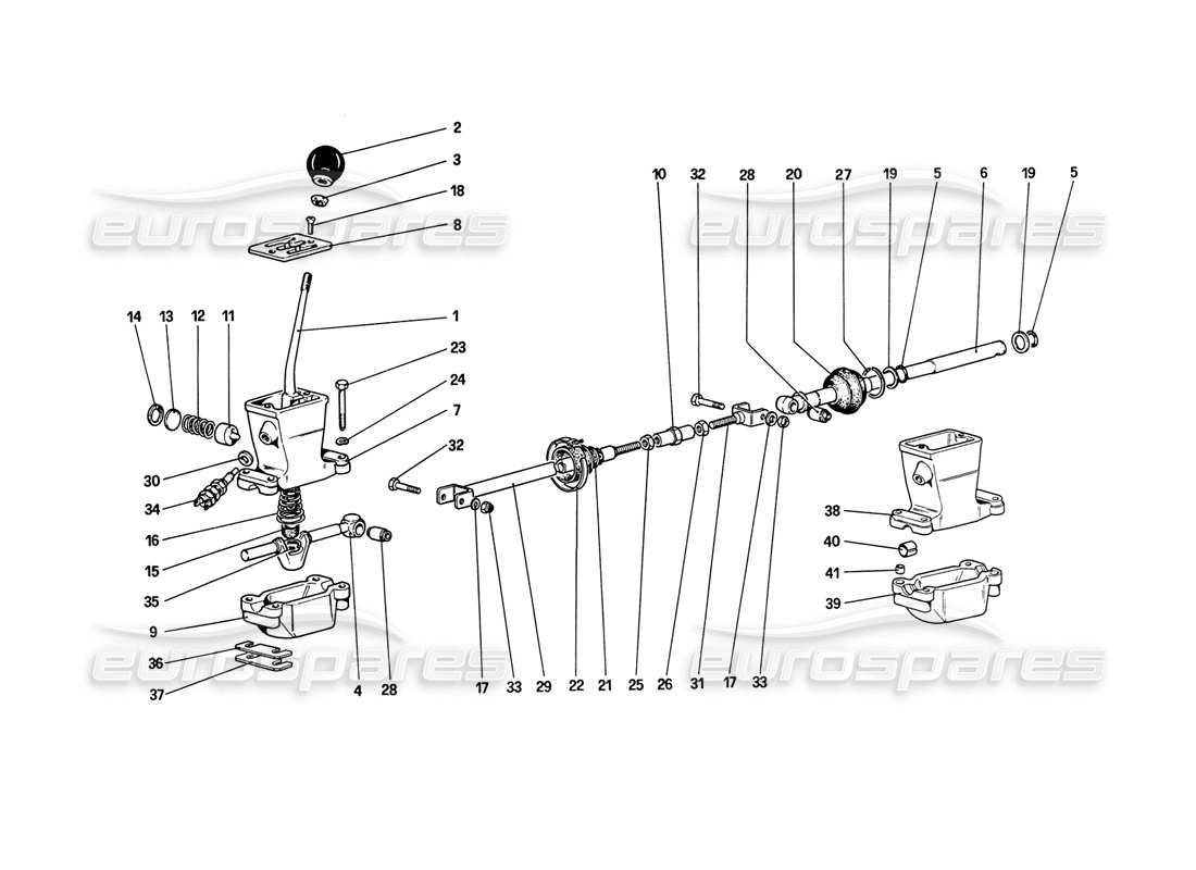 ferrari 208 turbo (1989) outside gearbox controls parts diagram