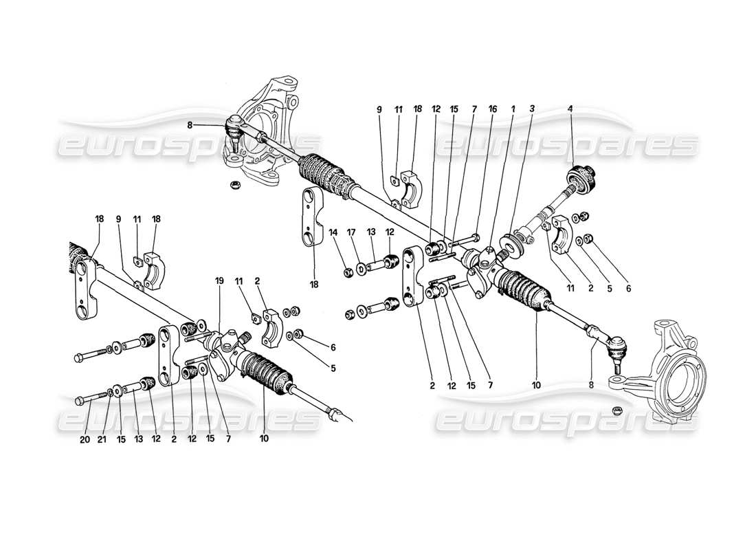 ferrari 208 turbo (1989) steering box and linkage parts diagram