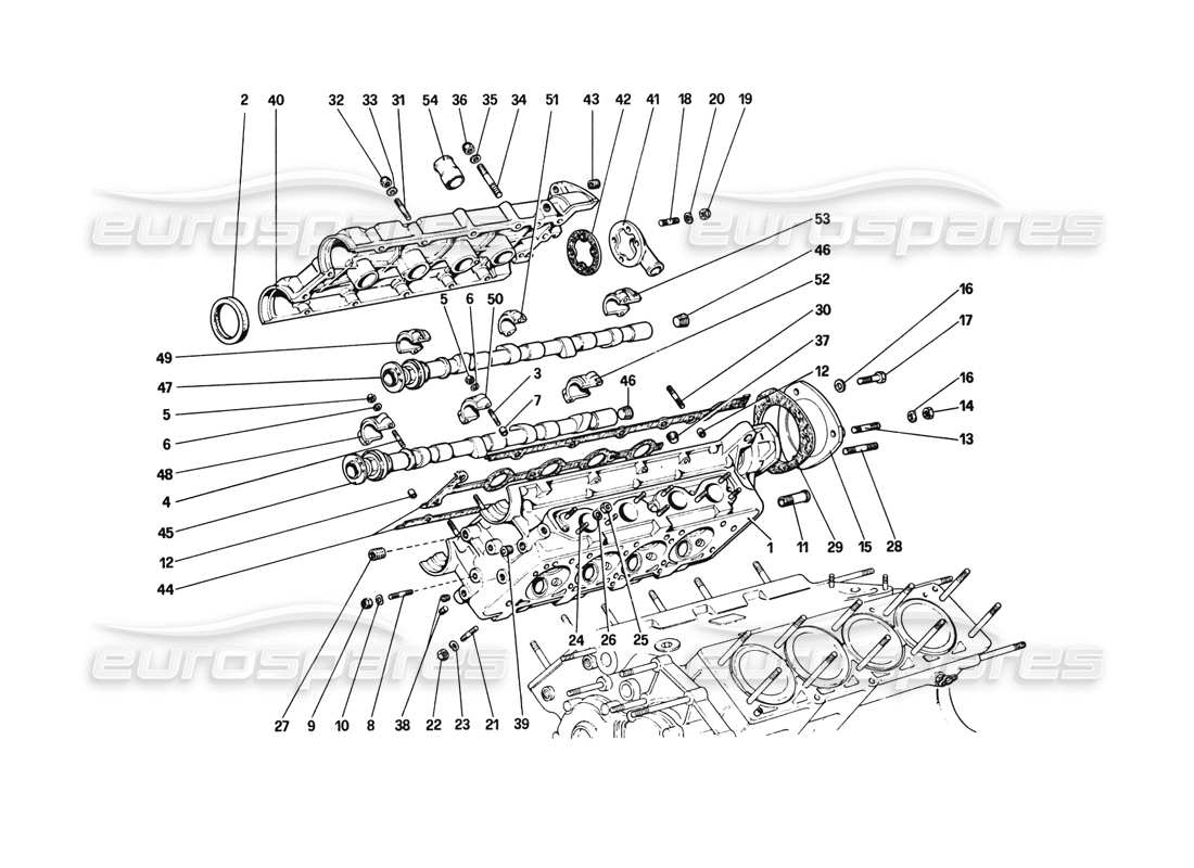 ferrari 308 gtb (1980) cylinder head (right) parts diagram